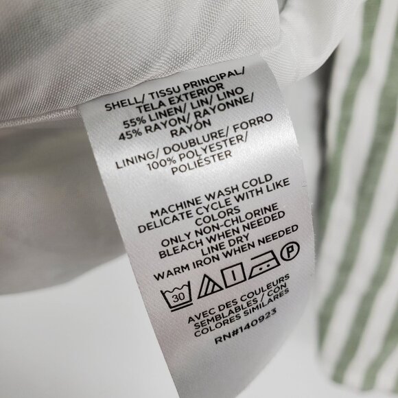 Loft Ann Taylor Green White Striped Linen Blend Preppy Beachy Blazer Jacket 8 - Picture 6 of 10